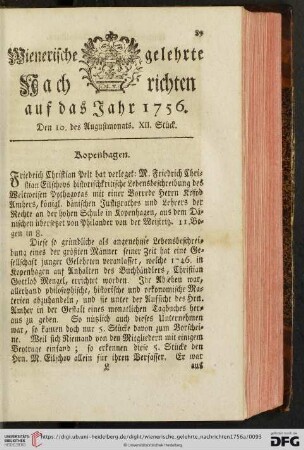 Den 10. des Augustmonats. XII. Stück