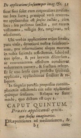 Caput quintum. Praxis applicandi quinque sensus imaginarios.