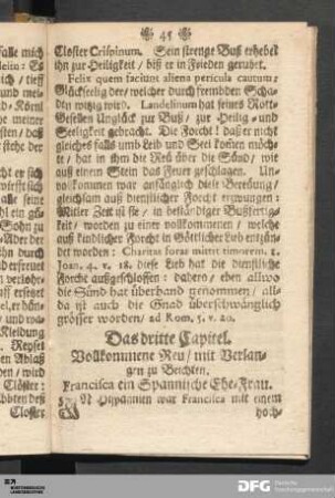 Das dritte Capitel. Vollkommene Reu / mit Verlangen zu Beichten.