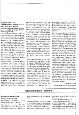 Aus der Arbeit des Zentralausschusses Hamburgischer Bürgervereine