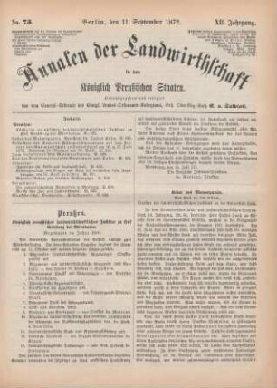 No. 73. Berlin, den 11. September 1872. XII. Jahrgang.