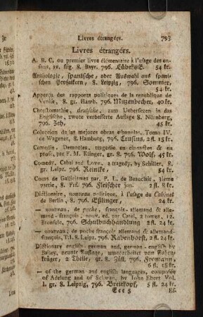 793-795, Livres étrangérs.