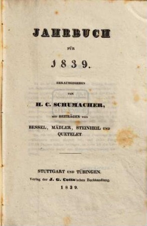 Jahrbuch : für ..., 1839