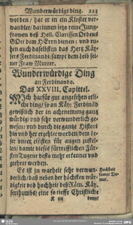 Wunderwürdige Ding an Ferdinando. Das XXVIII. Capittel
