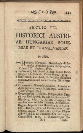 Sectio III. Historici Austriae Hungariae Bohemiae Et Transilvaniae