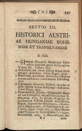 Sectio III. Historici Austriae Hungariae Bohemiae Et Transilvaniae