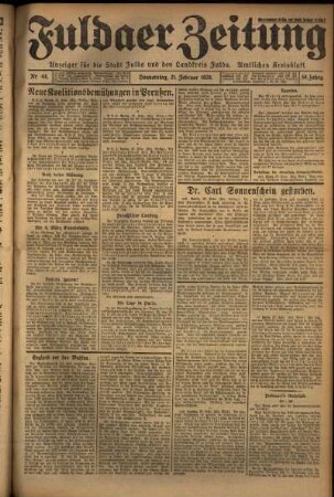 Ausgabe vom Donnerstag, den 21. Februar 1929.