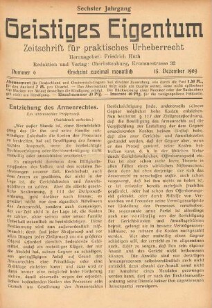 Nummer 6 (15. Dezember 1909)