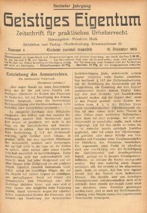 Nummer 6 (15. Dezember 1909)