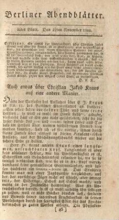 46tes Blatt. Den 22ten November 1810.