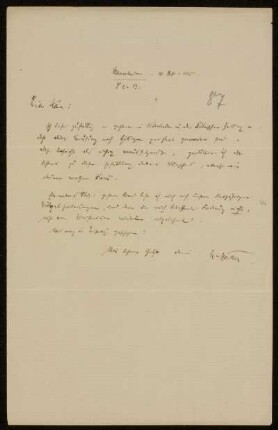 Nr. 87 Brief von Max Noether an Felix Klein. Mannheim, 10.10.1885
