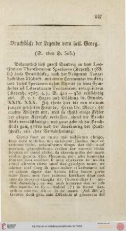 Bruchstücke einer Legende von Heiligen Georg