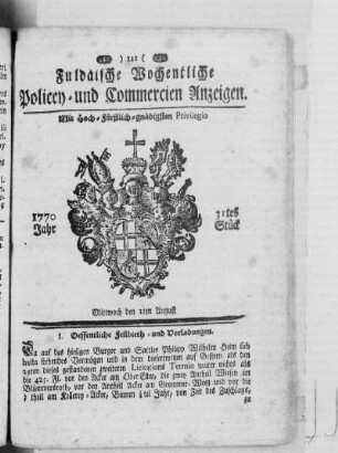 31tes Stück, Ausgabe vom 1. August 1770