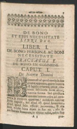 Tractatus I. De Bono In Communi.
