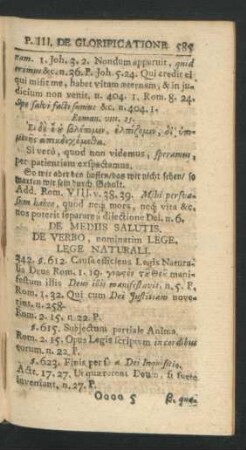 De Mediis Salutis. De Verbo, nominatum Lege. Lege Naturali.
