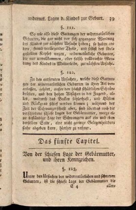 Das fünfte Capitel. Von der schiefen Lage der Gebärmutter, und ihren Kennzeichen.