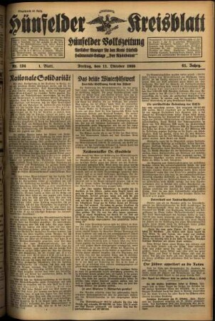 Erste Ausgabe vom Freitag, den 11. Oktober 1935.