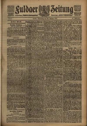 Erste Ausgabe vom Donnerstag, den 24. Februar 1910.
