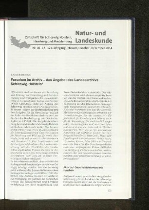 Forschen im Archiv - das Angebot des Landesarchivs Schleswig-Holstein