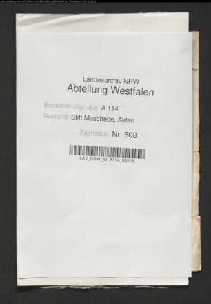 Schultenhof: 1. Gewinnbrief für Jost Schulten 1509; 2. Thonies Schulten 1528; 4. Weistum über das Recht des Propstes auf 5 Mark jährlich aus dem Schultenhofe (Propst Albert v. Berninghausen 1392-1431)