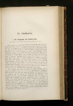 III. Schulhygiene.