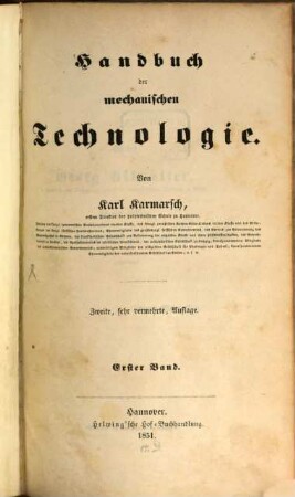 Handbuch der mechanischen Technologie, 1