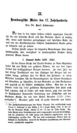 Hamburgische Maler des 17. Jahrhunderts.