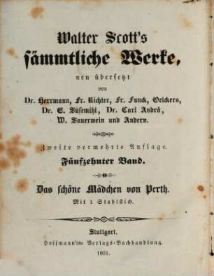 Walter Scott's sämmtliche Werke, 15. Das schöne Mädchen von Perth : ein Roman
