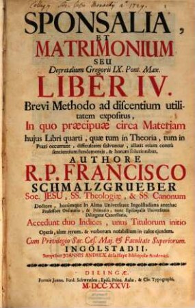 Ius ecclesiasticum universum ... seu lucubrationes canonicae in quinque libros Decretalium Gregorii IX., 4