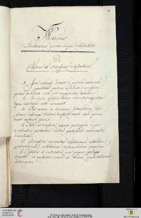 Materies Tentaminis primi ex jure ecclesiastico. De Personis et Beneficiis ecclesiasticis