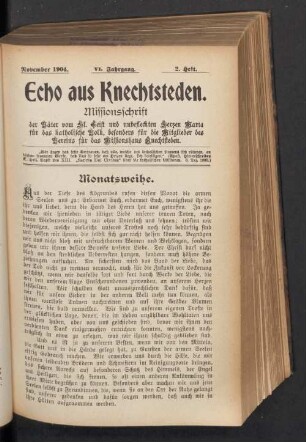 November 1904. VI. Jahrgang. 2. Heft