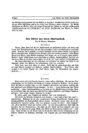 Lose Blätter aus einem Schultagebuch