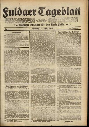 Ausgabe vom Dienstag, den 15. März 1921.