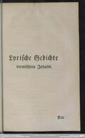 Lyrische Gedichte vermischten Inhalts