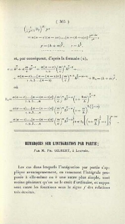 Remarques sur l'intégration par partie.