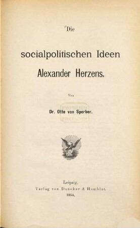 Die socialpolitischen Ideen Alexander Herzens