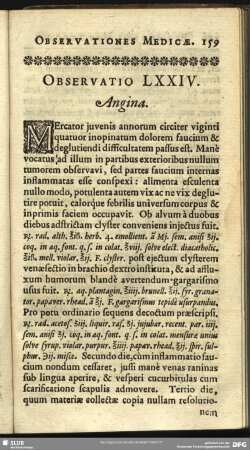 Observatio LXXIV. Angina