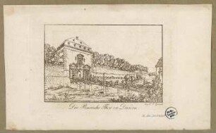 Das Pirnaische Tor (Pirnaischer Platz, Landhausstraße) vor der Demolierung 1820 mit Stadtgraben, Blick nach Nordwesten, Radierung um 1810 : Das Pirnaische Thor zu Dresden / bey C. F. Sprinck. - [Dresden] , [ca. 1810]. - 1 Kunstblatt : kolorierte Radierung ; 12,6 x 8,3 cm