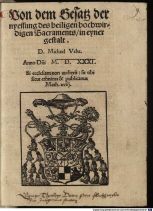 Von dem Gesatz der nyessung des heiligen hochwirdigen Sacraments, in eyner gestalt