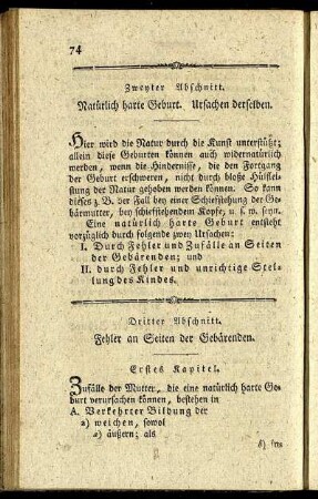 Dritter Abschnitt. Fehler an Seiten der Gebärenden.