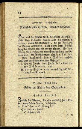 Dritter Abschnitt. Fehler an Seiten der Gebärenden.
