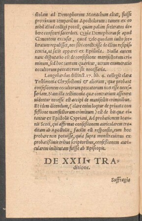 De XXII. Traditione.