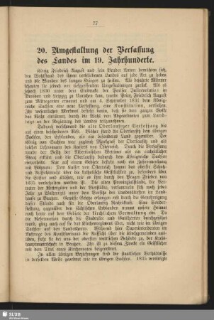 20. Umgestaltung der Verfassung des Landes im 19. Jahrhunderte
