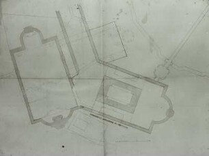 Entwurf für die Erneuerung des Zwingergartens und des Residenzschlosses in Dresden, Lageplan : Entwurf zum Umbau v. Schloss u. Zwinger
