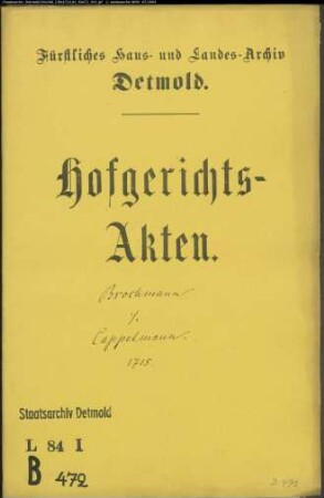 Brockmann, Martin zu Lipperode gegen Stephan Cappelmann zu Lippstadt