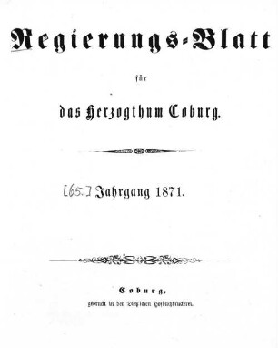 Regierungs-Blatt für das Herzogtum Coburg. 1871