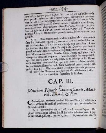 Cap. III. De Montium Pietatis Causa efficiente, Materia, Forma & Fine