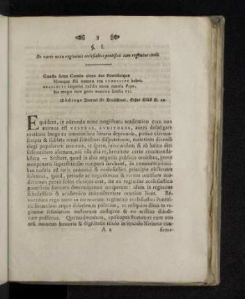 §. I. De vario nexu regiminis ecclesiastici pontificii cum regimine civili.