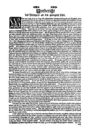 Vorbericht des Verlegers an den geneigten Leser