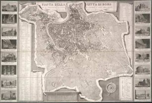 Stadtplan von Rom mit Ansichten, [Ca. 1:10 000], Kupferstich, 1827